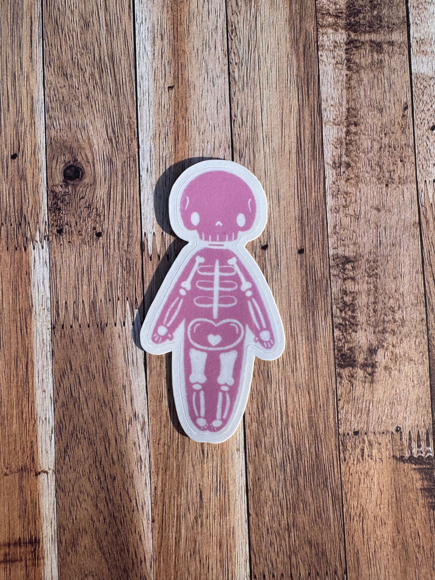 Pink Sketch Skeleton Laminated Matt vinyl sticker