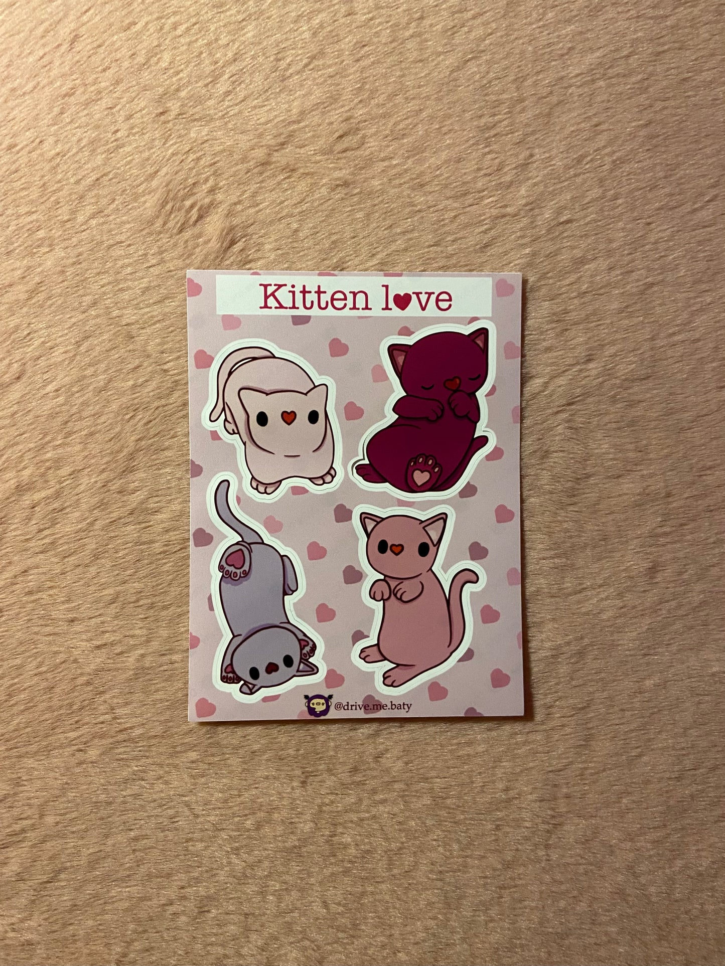 Kitten Love matt vinyl sticker sheet