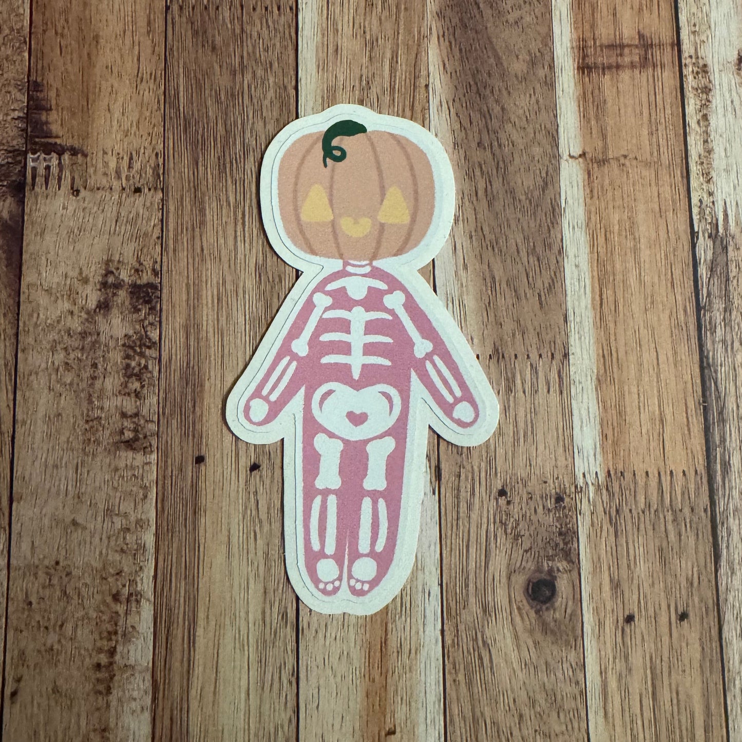 Pink Pumpkin Skeleton Matt vinyl sticker