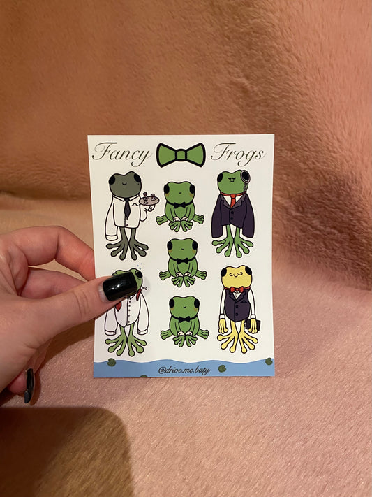 Fancy Frogs matt vinyl sticker sheet