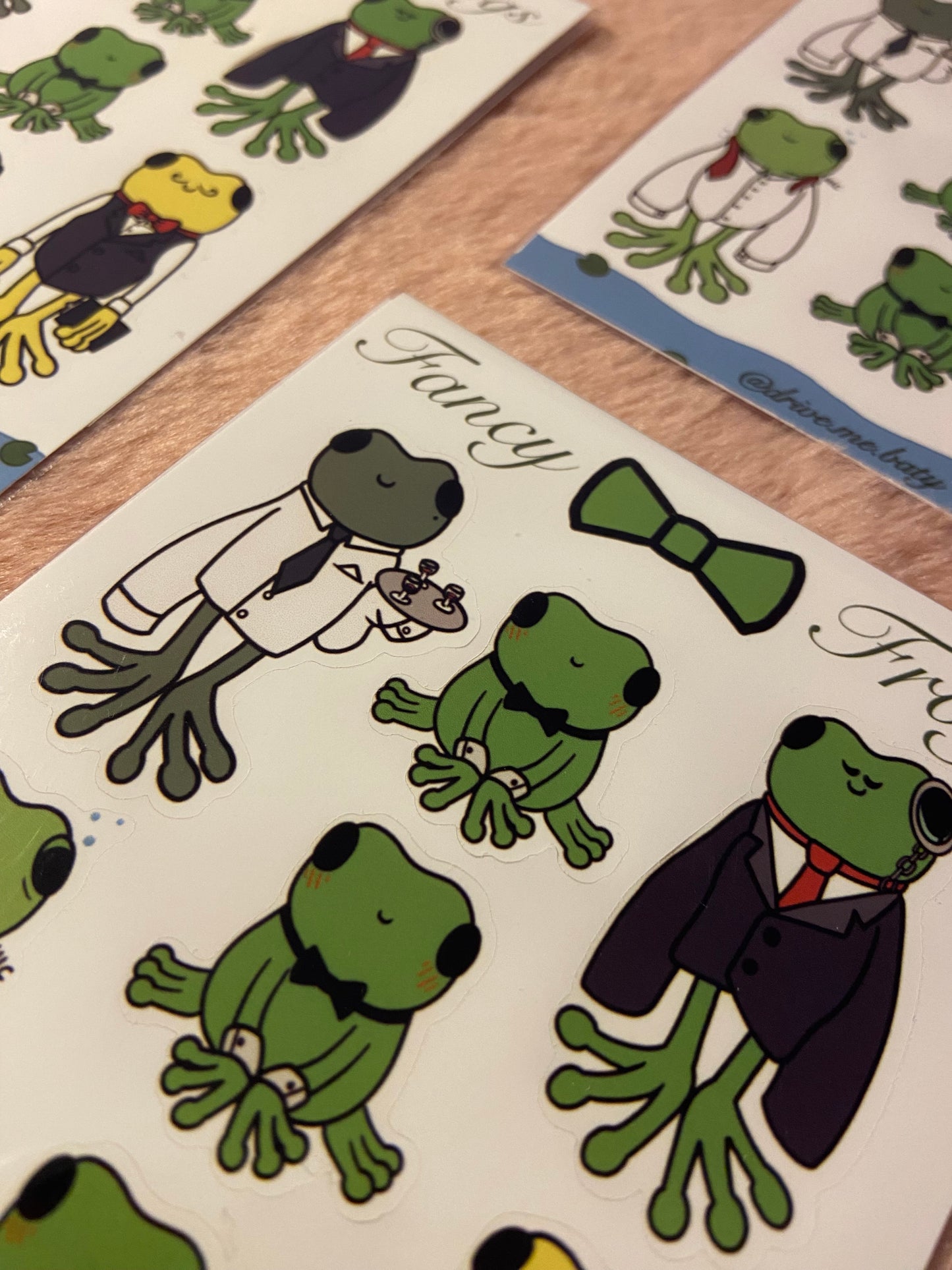 Fancy Frogs matt vinyl sticker sheet