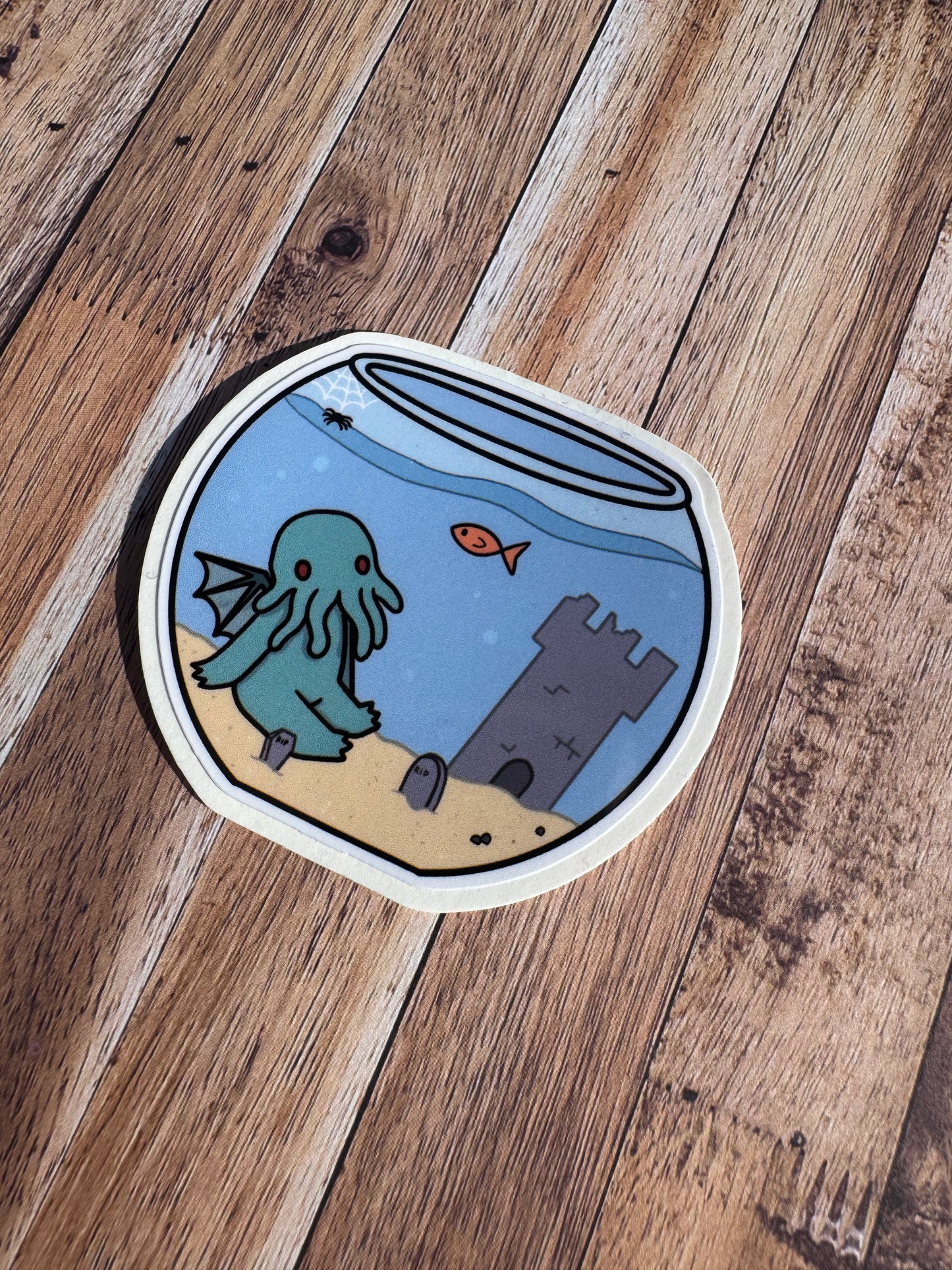 Cthulhu in a fish tank, Laminated Matt vinyl sticker