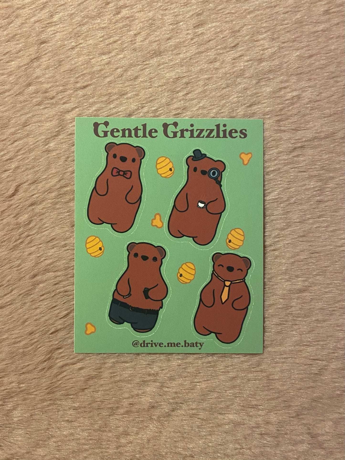 Gentle Grizzly matt vinyl sticker sheet