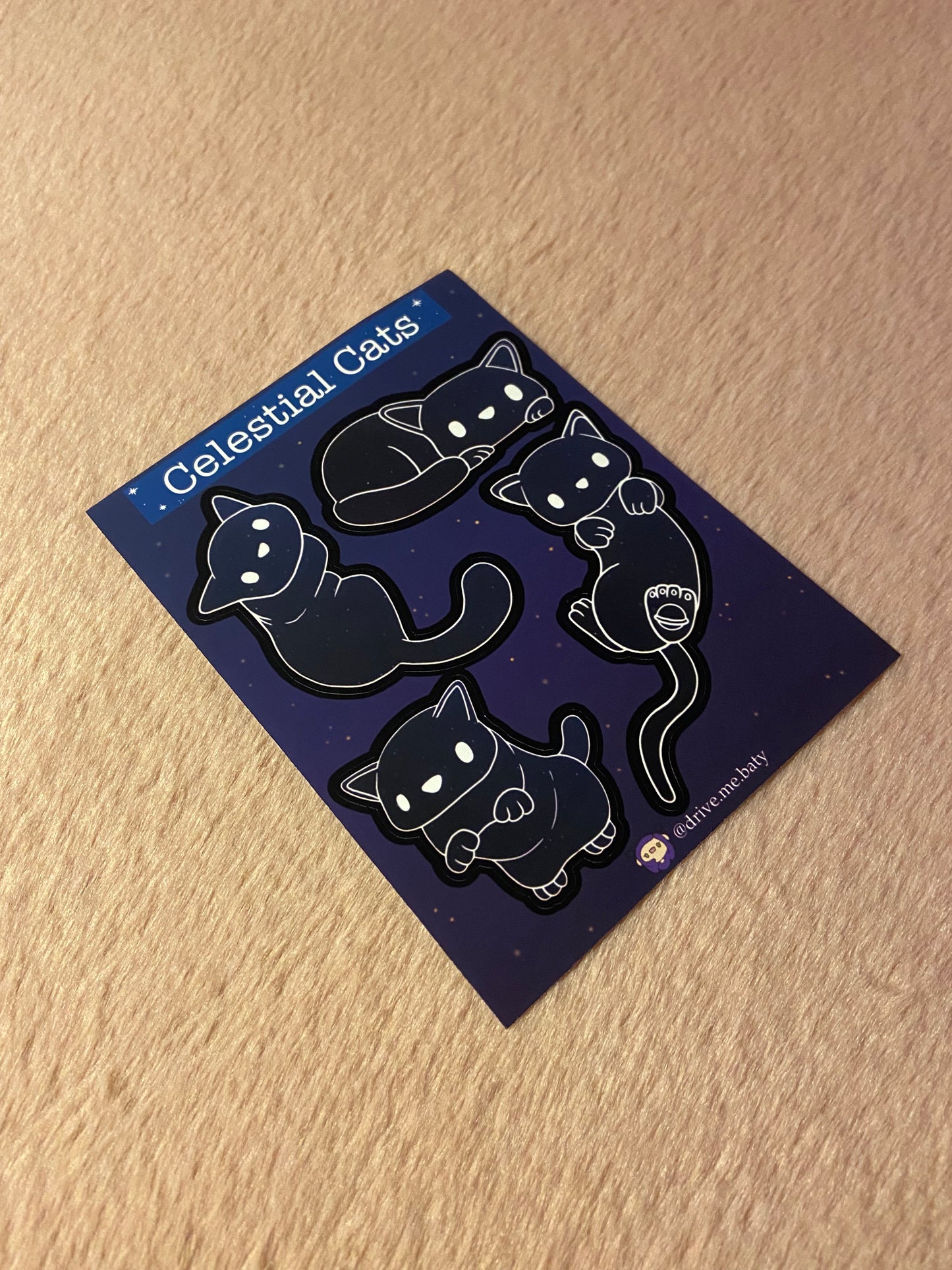 Celestial Cats matt vinyl sticker sheet