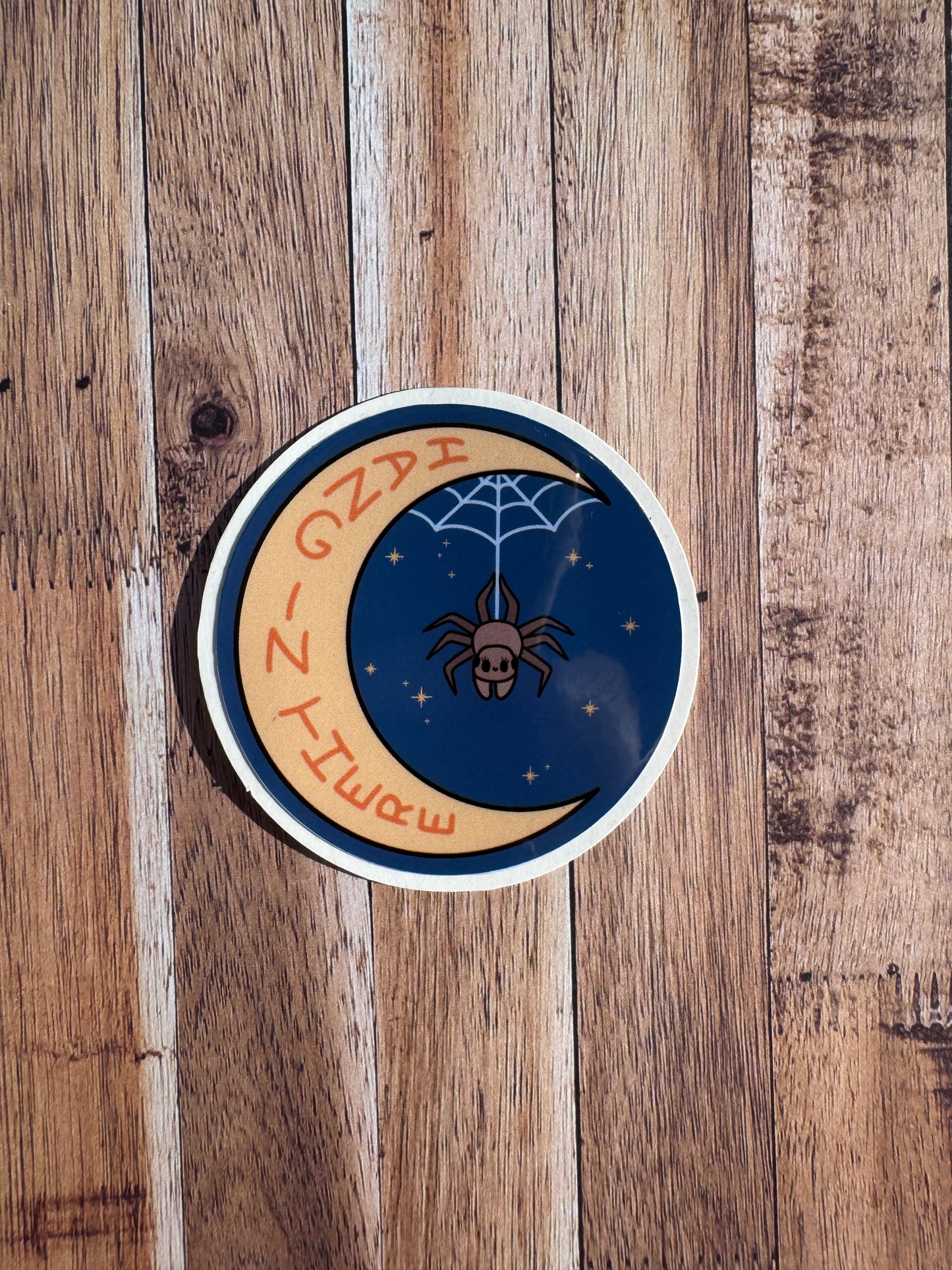 Hang In There, Spider on the Moon, Laminated Matt vinyl sticker
