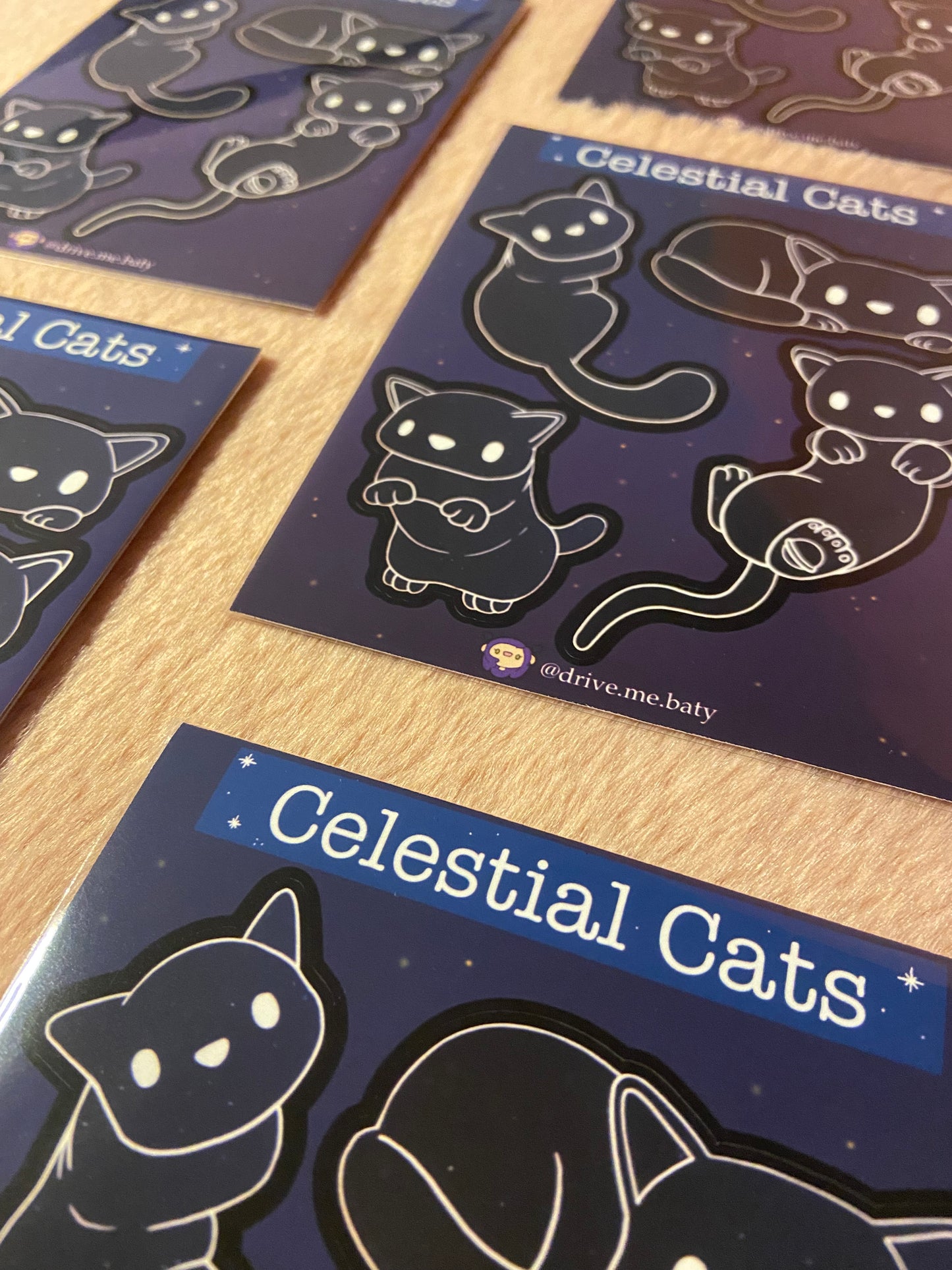 Celestial Cats matt vinyl sticker sheet
