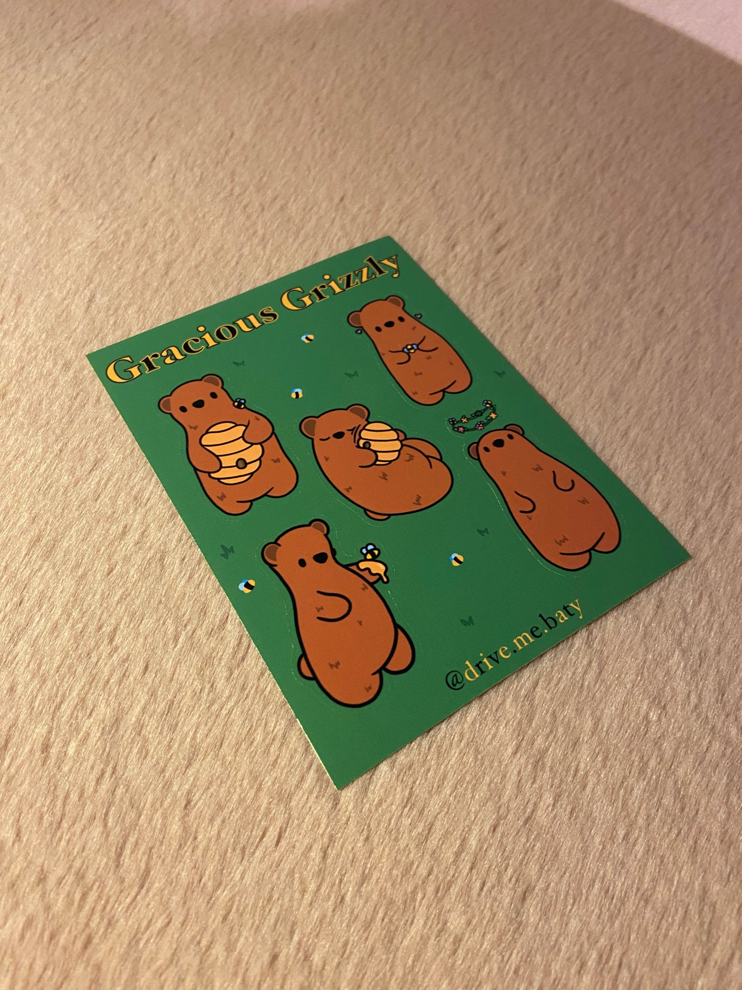 Gracious Grizzly matt vinyl sticker sheet
