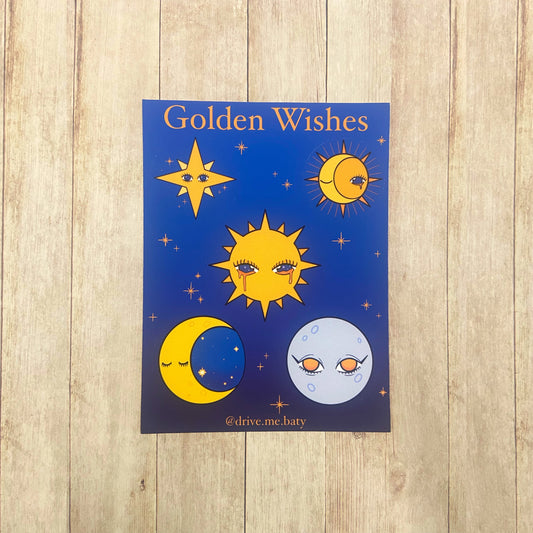Golden Wishes matt vinyl sticker sheet