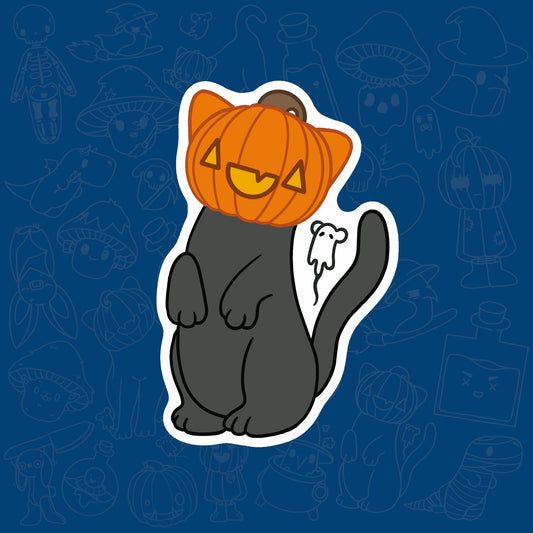Pumpkats, Pumpkin Cat Laminated Vinyl Sticker