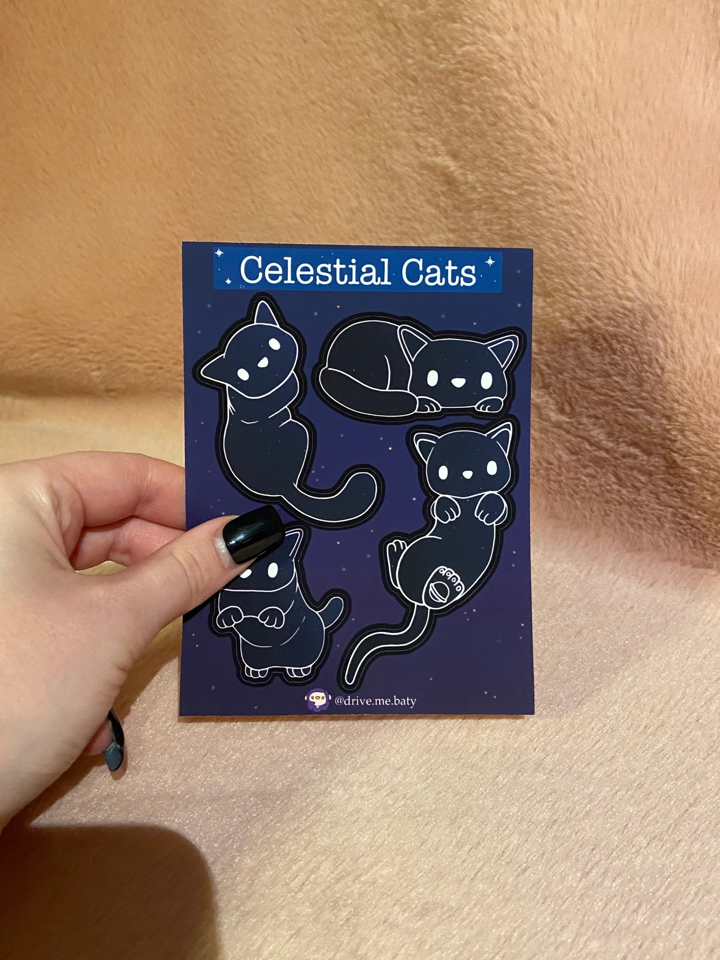 Celestial Cats matt vinyl sticker sheet