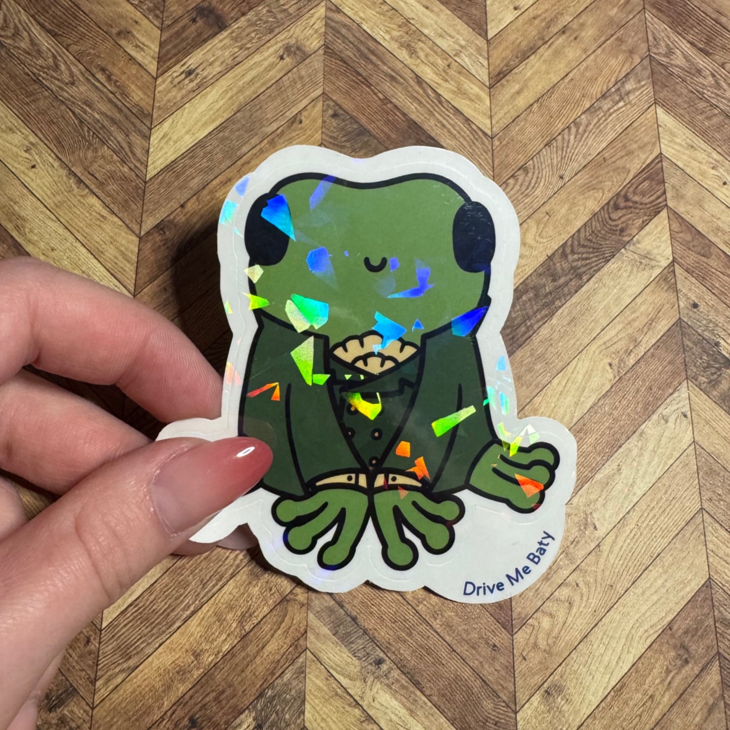Fanciest Frog holographic vinyl sticker