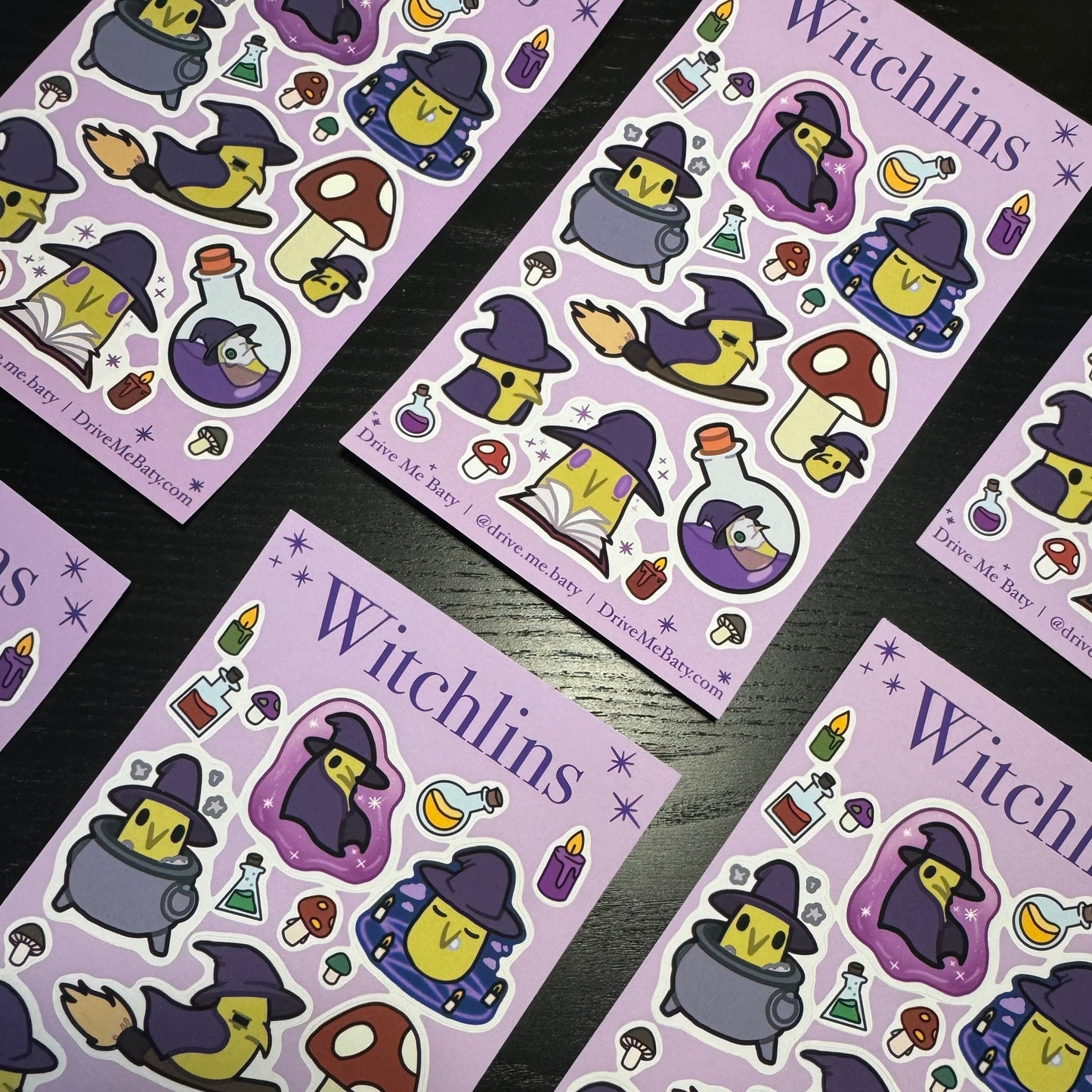 Witchlins witch Halloween large matt vinyl sticker sheet