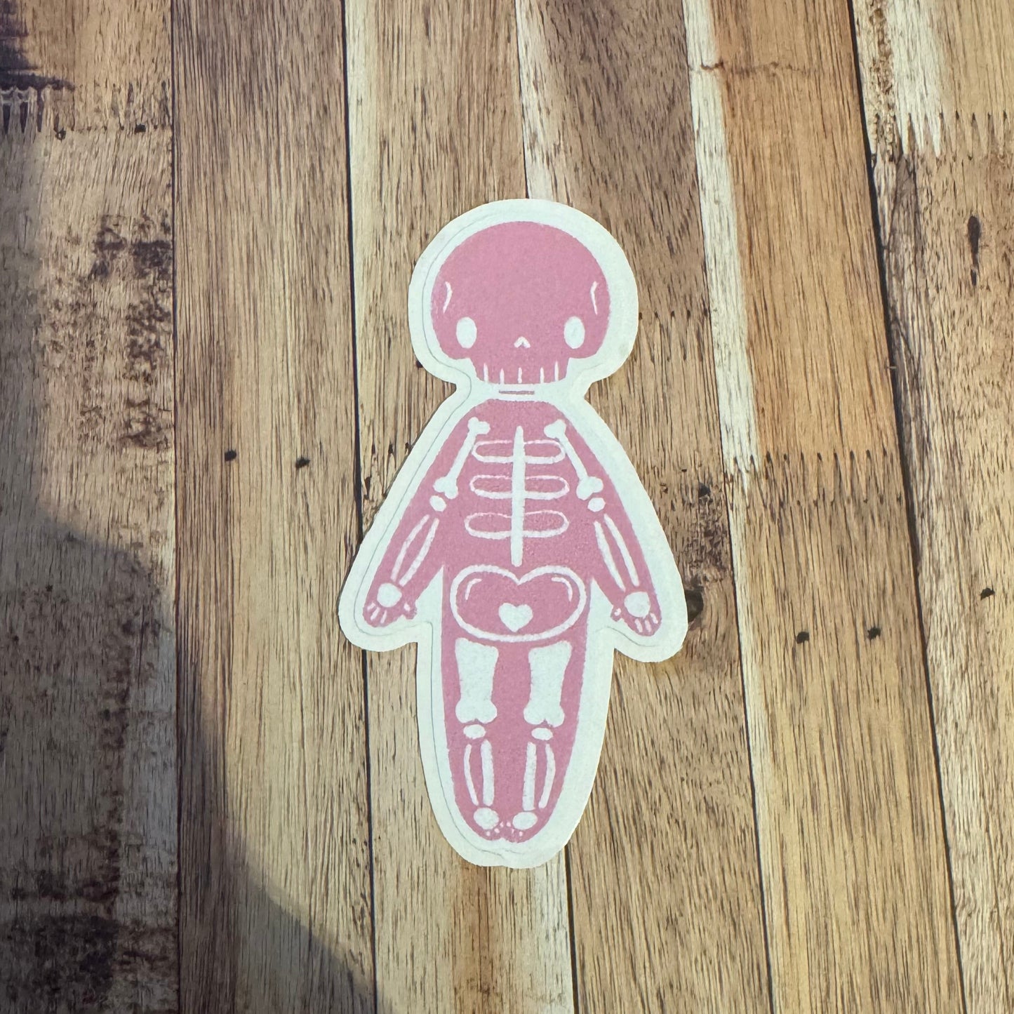 Pink Sketch Skeleton Matt vinyl sticker