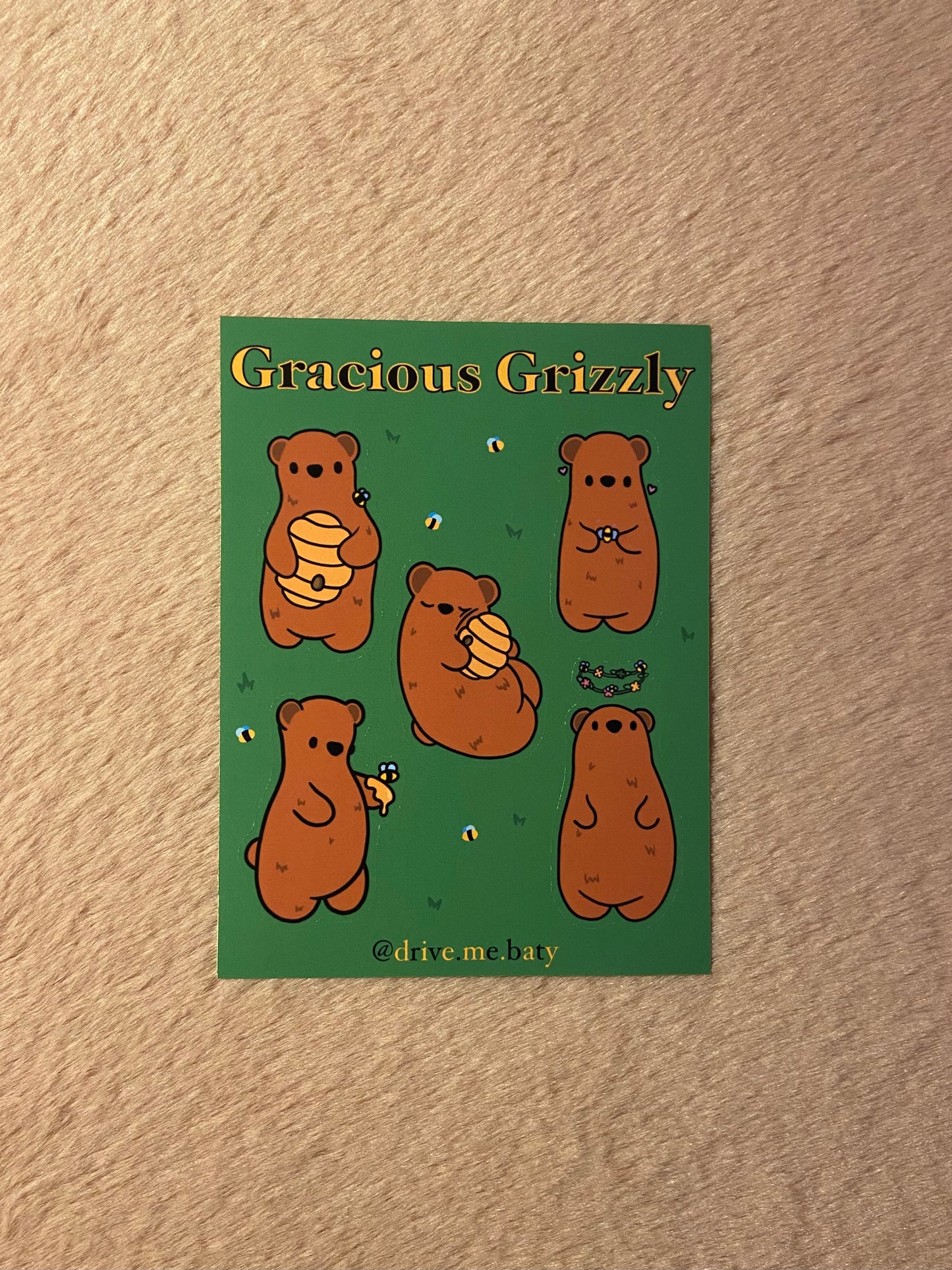 Gracious Grizzly matt vinyl sticker sheet