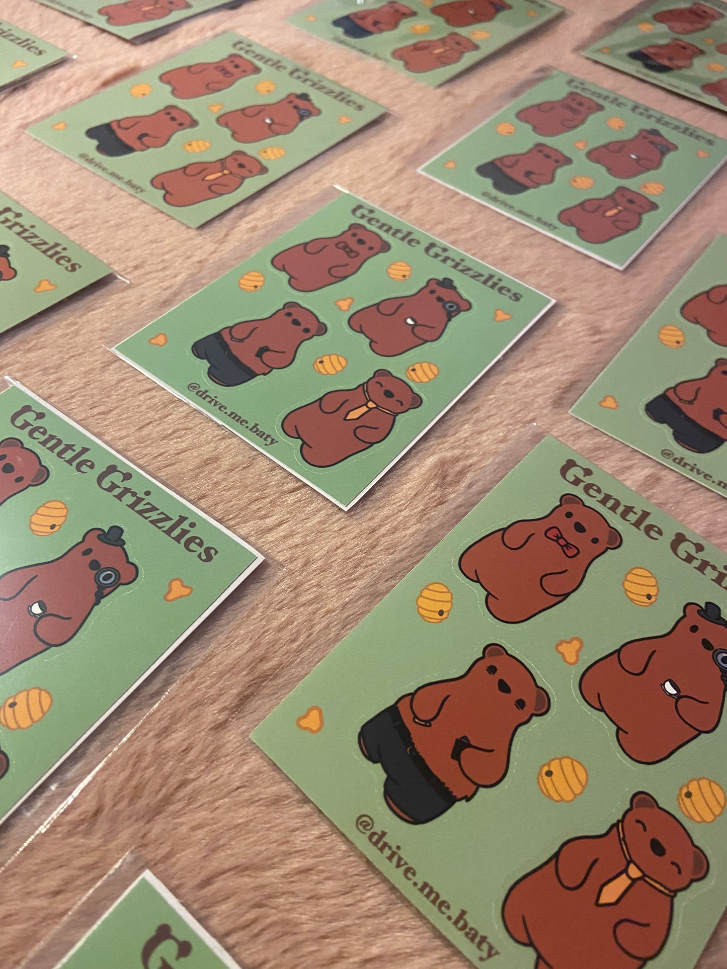 Gentle Grizzly matt vinyl sticker sheet