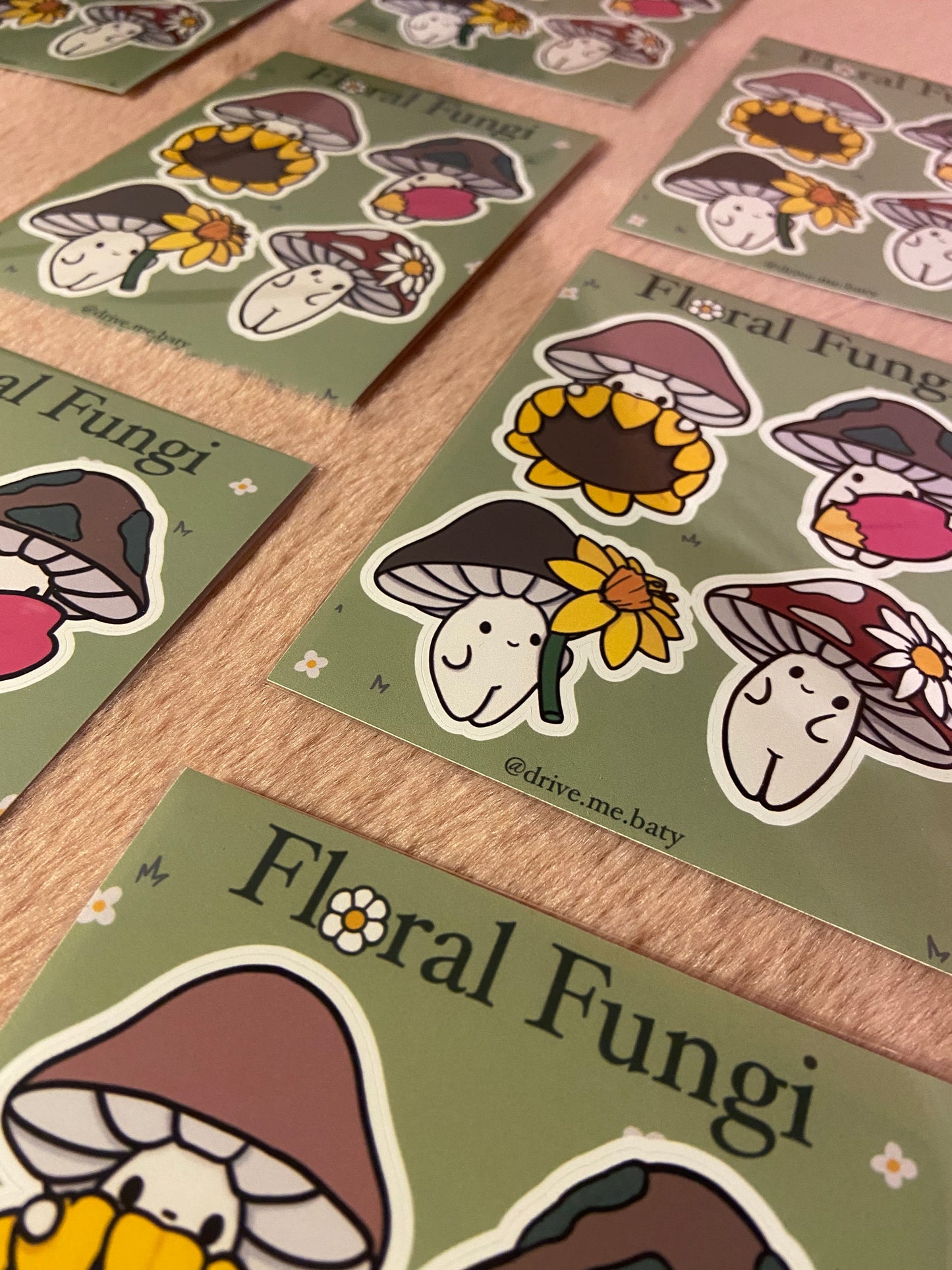 Floral Fungi matt vinyl sticker sheet