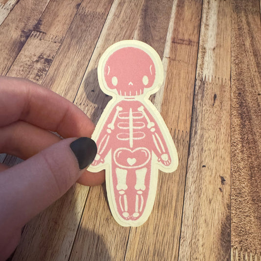Pink Sketch Skeleton Matt vinyl sticker