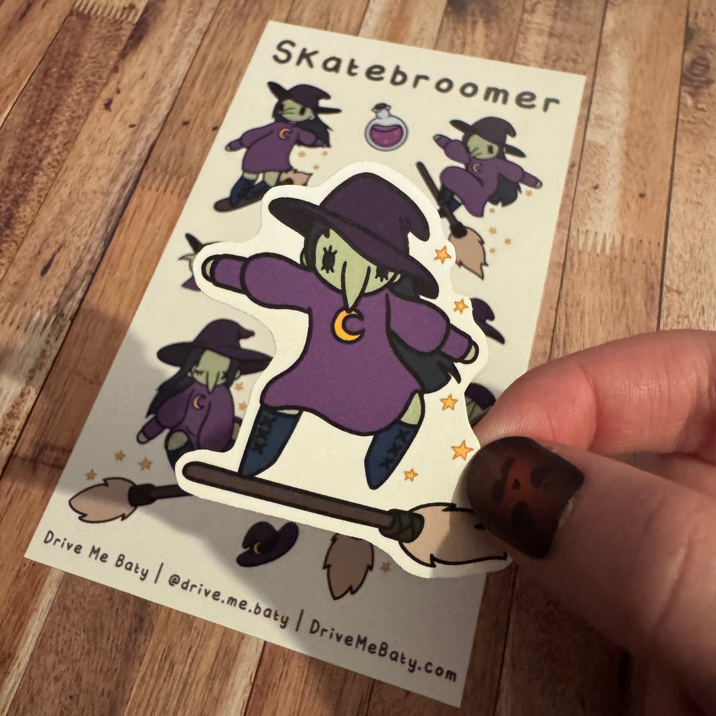 Skatebroomer, Skateboarding Witches large matt vinyl sticker sheet (Copy)