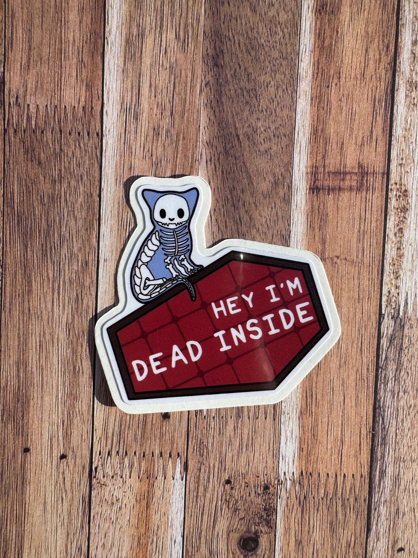 Dead Inside Skeleton Cat, Laminated Matt vinyl sticker