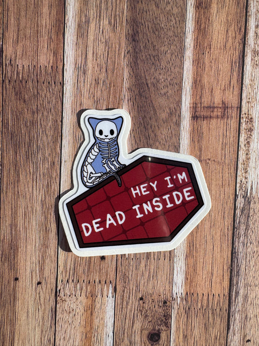 Dead Inside Skeleton Cat, Laminated Matt vinyl sticker