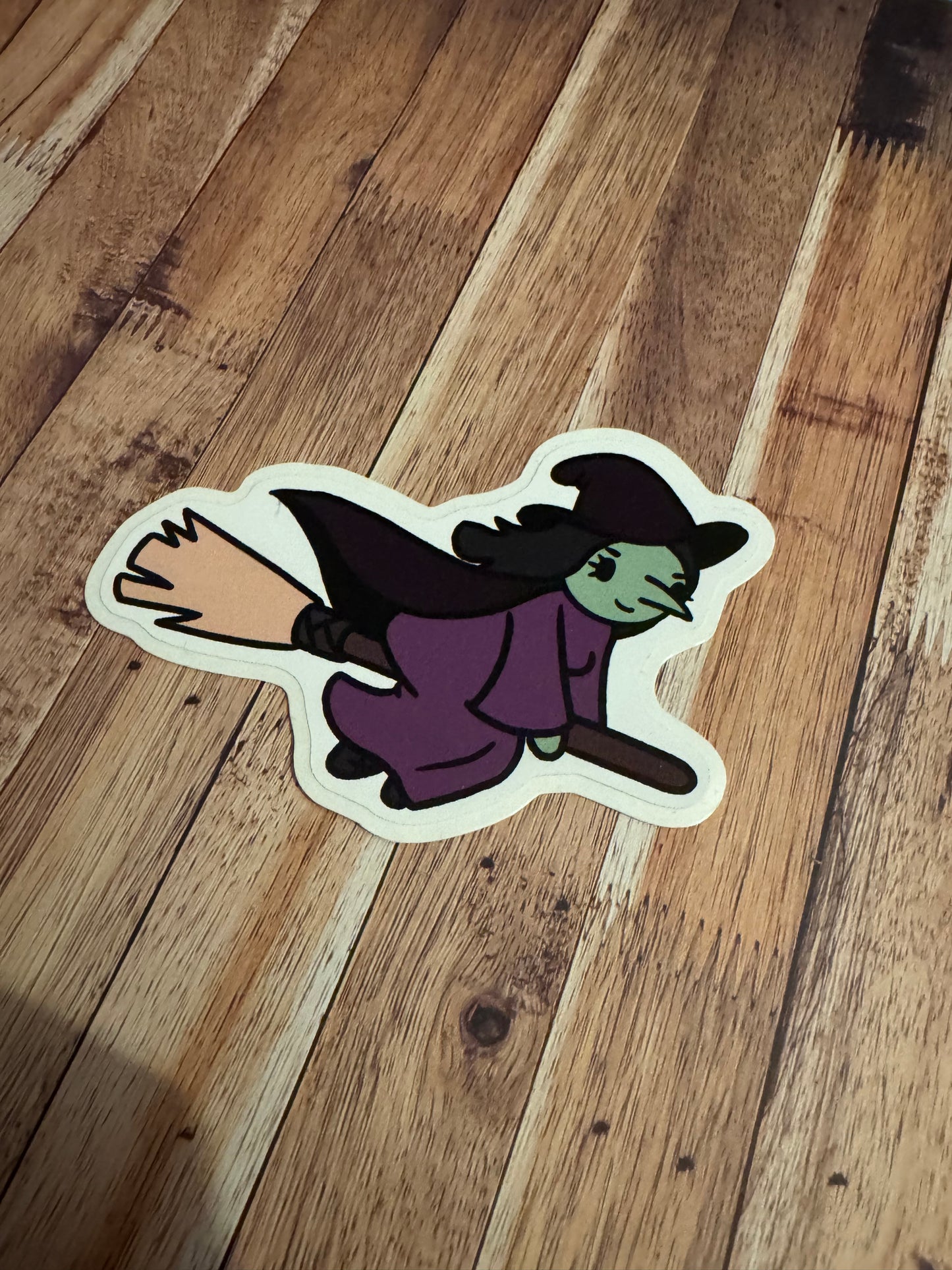 Witch on Broomstick Matt vinyl sticker