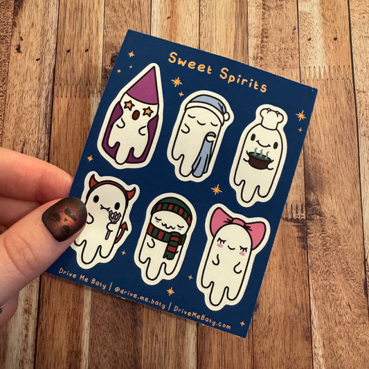 Sweet Spirits, Ghosts In Hats mini sticker sheet