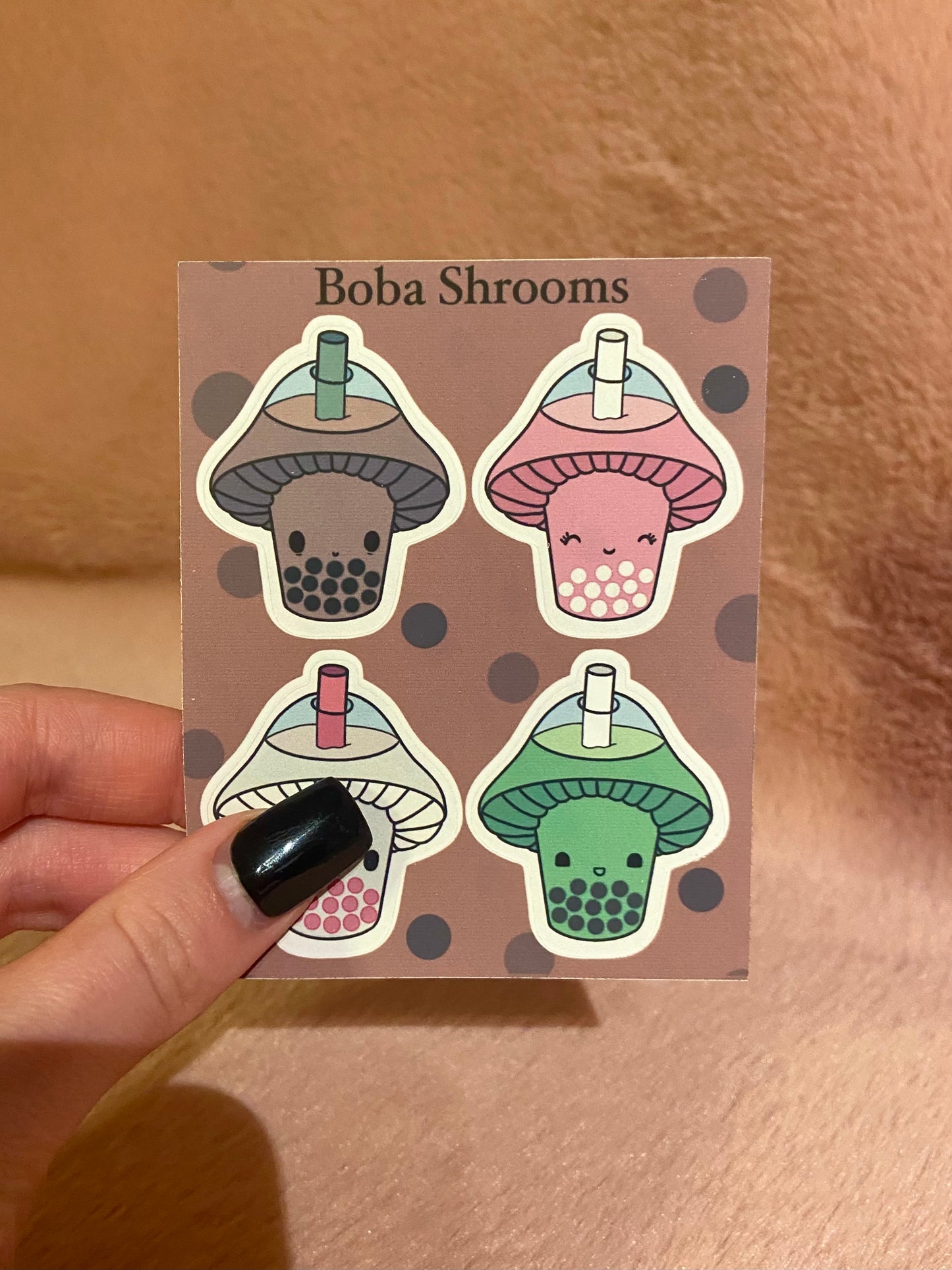 Boba Shrooms matt vinyl sticker sheet