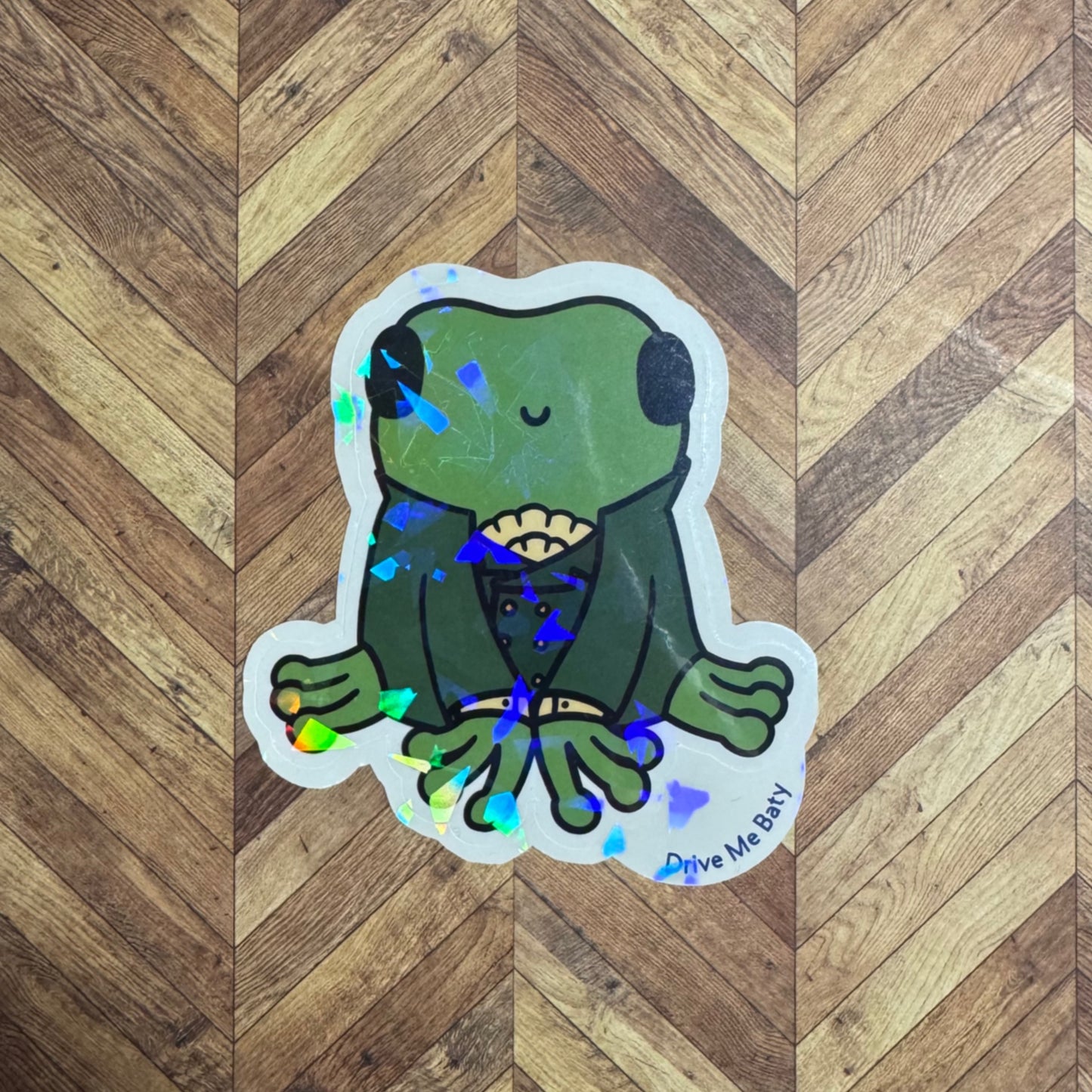Fanciest Frog holographic vinyl sticker