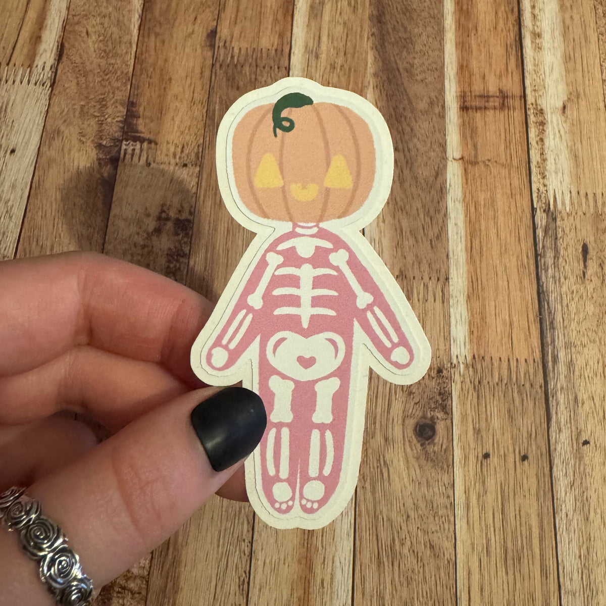Pink Pumpkin Skeleton Matt vinyl sticker
