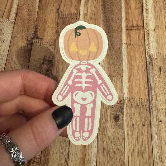 Pink Pumpkin Skeleton Matt vinyl sticker