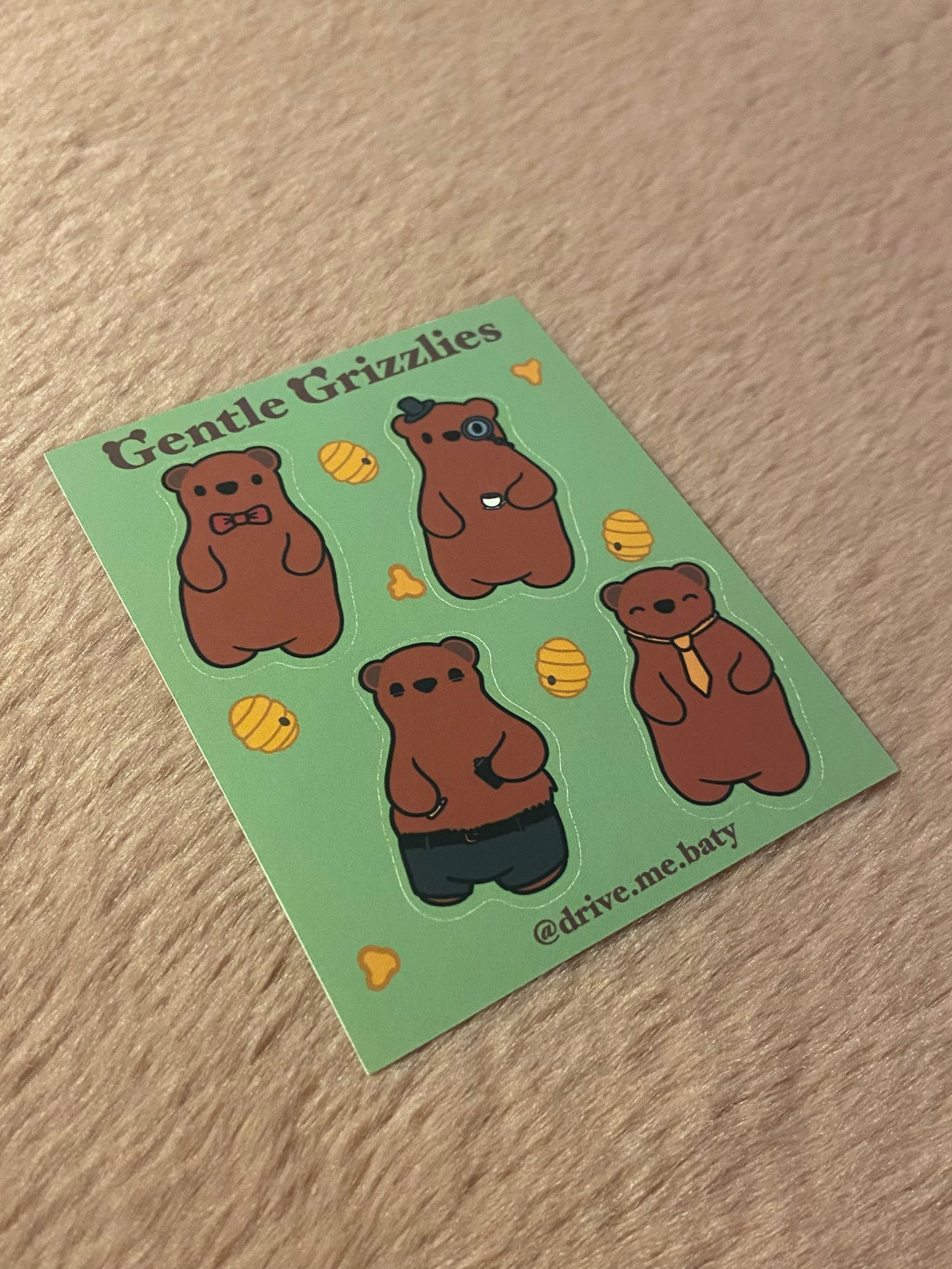 Gentle Grizzly matt vinyl sticker sheet