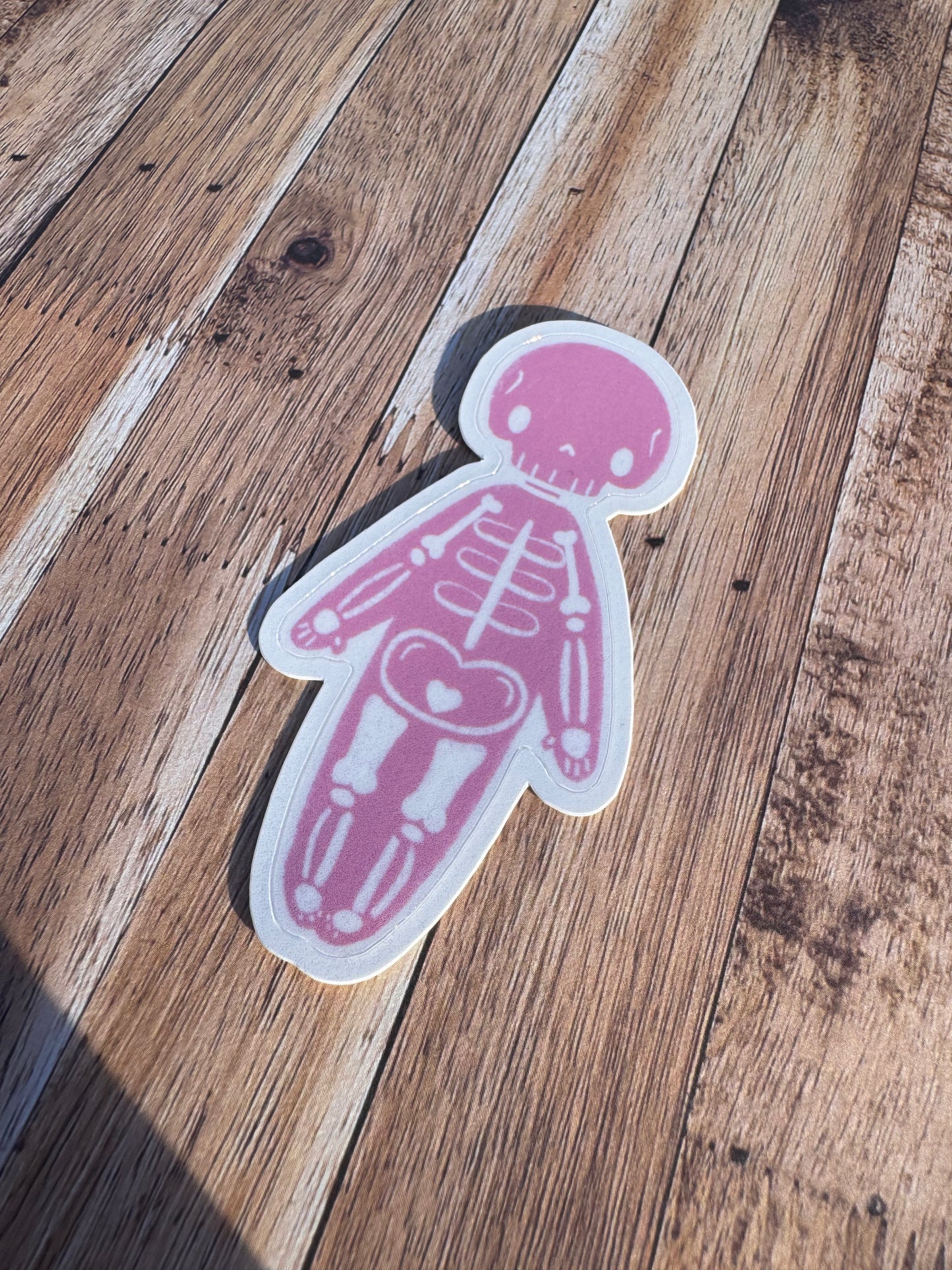 Pink Sketch Skeleton Laminated Matt vinyl sticker