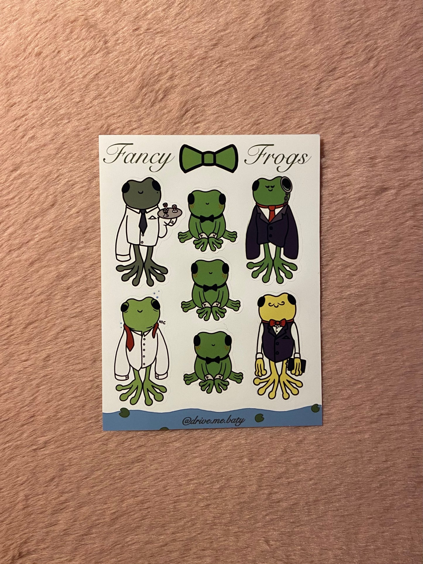 Fancy Frogs matt vinyl sticker sheet