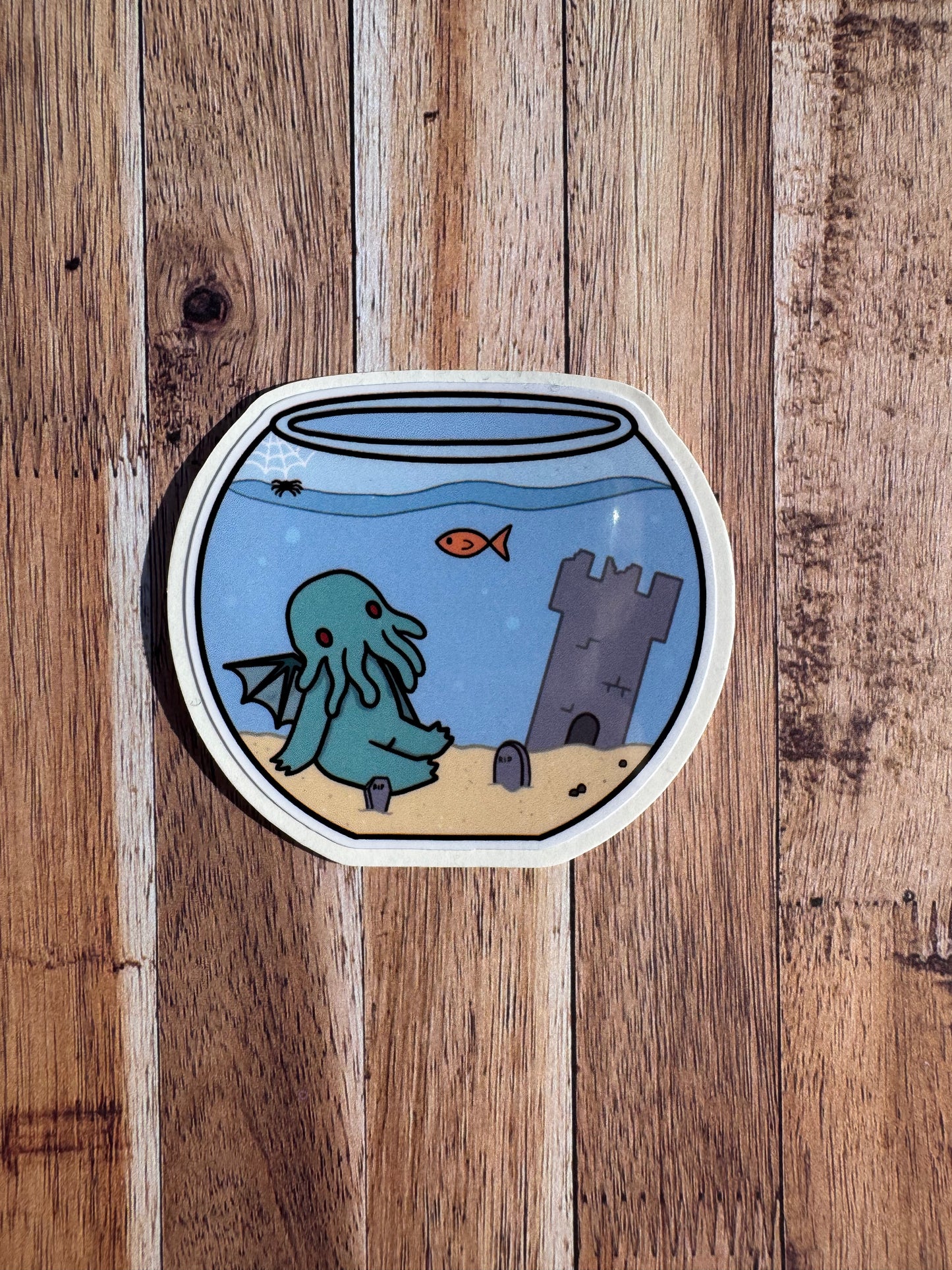 Cthulhu in a fish tank, Laminated Matt vinyl sticker