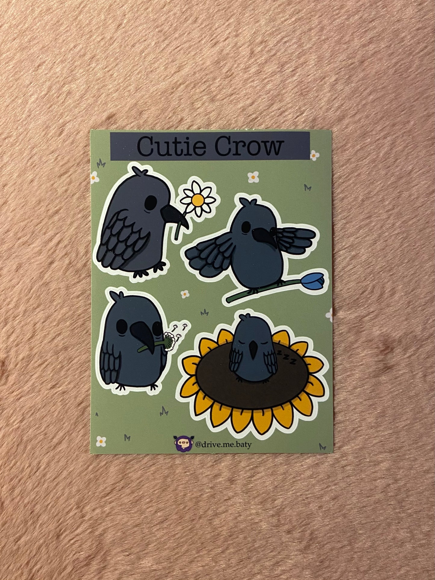 Cutie Crow matt vinyl sticker sheet
