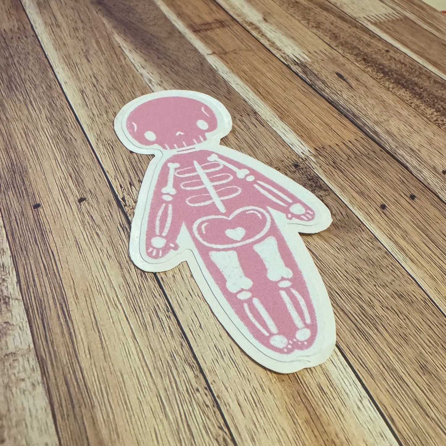 Pink Sketch Skeleton Matt vinyl sticker