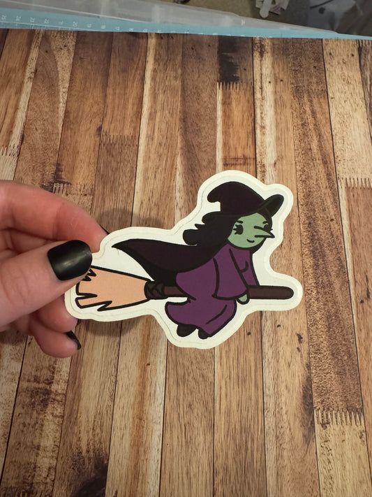 Witch on Broomstick Matt vinyl sticker