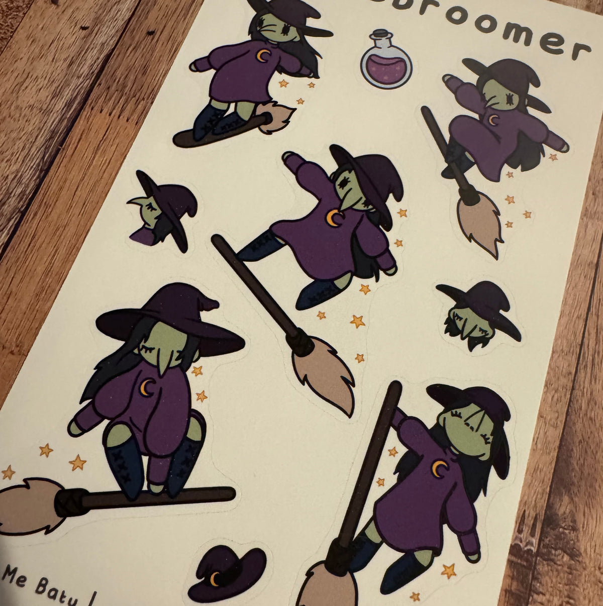 Skatebroomer, Skateboarding Witches large matt vinyl sticker sheet (Copy)