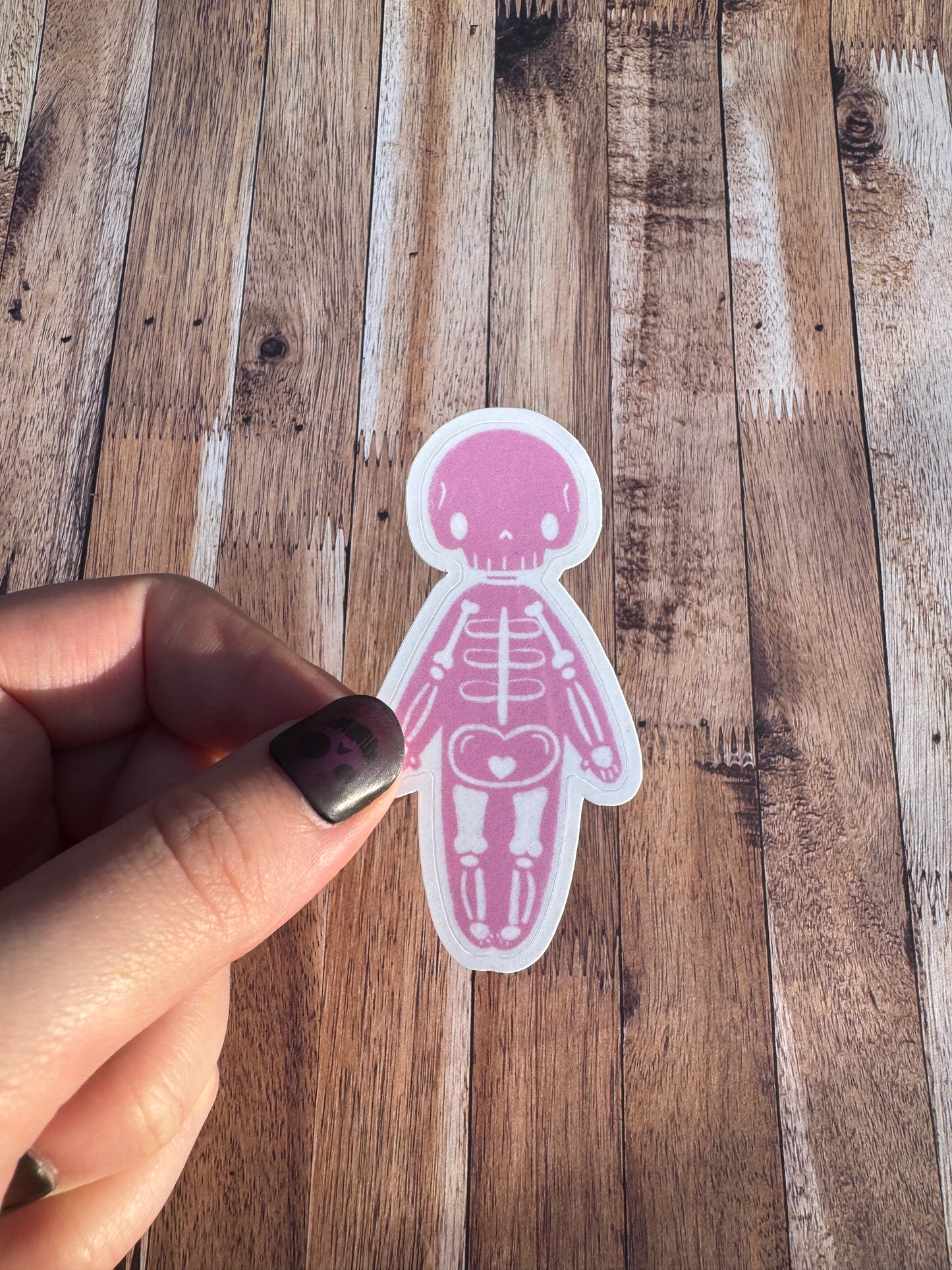 Pink Sketch Skeleton Laminated Matt vinyl sticker