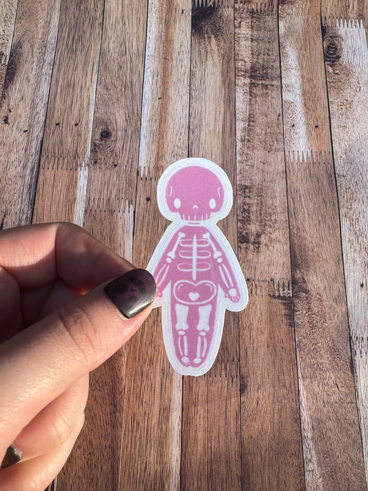 Pink Sketch Skeleton Laminated Matt vinyl sticker