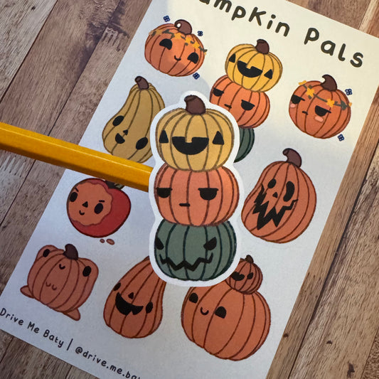 Pumpkin Pals large matt vinyl sticker sheet