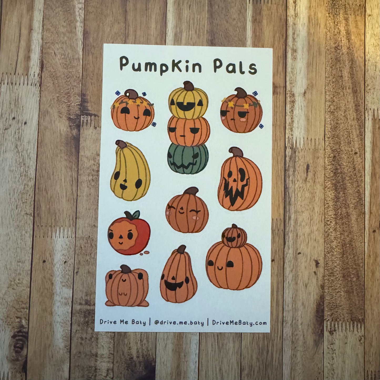 Pumpkin Pals large matt vinyl sticker sheet