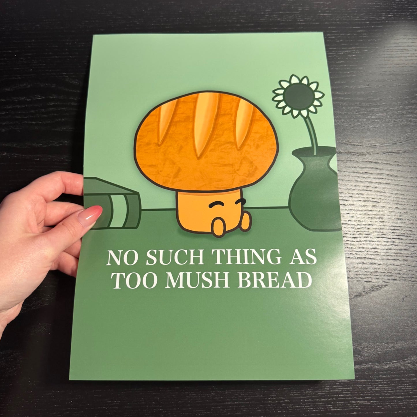 ‘No such thing as too MUSH bread’ Toadstool Mushroom A4 Art Print Poster