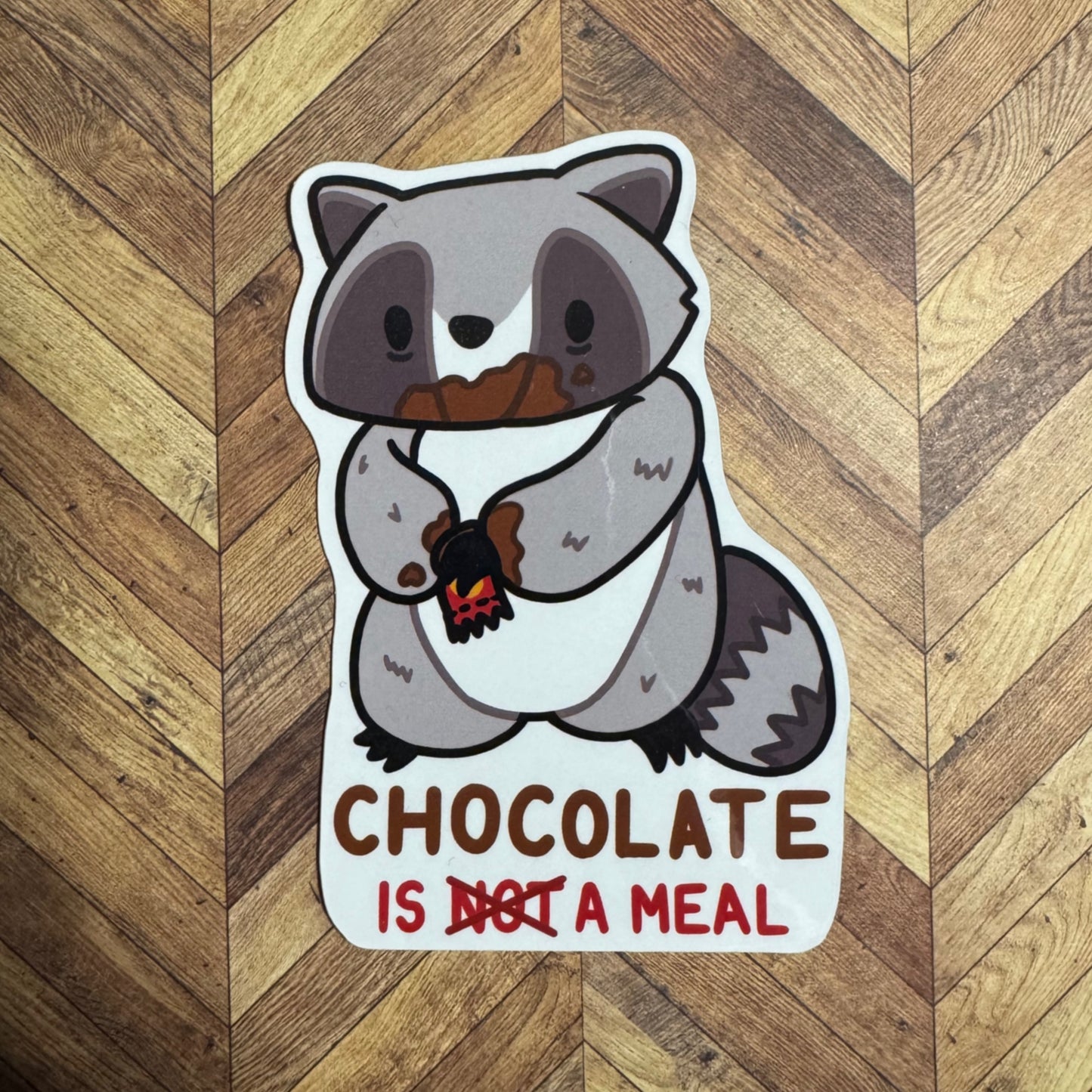 ‘Chocolate is NOT a Meal’ Reminder Raccoon magnet