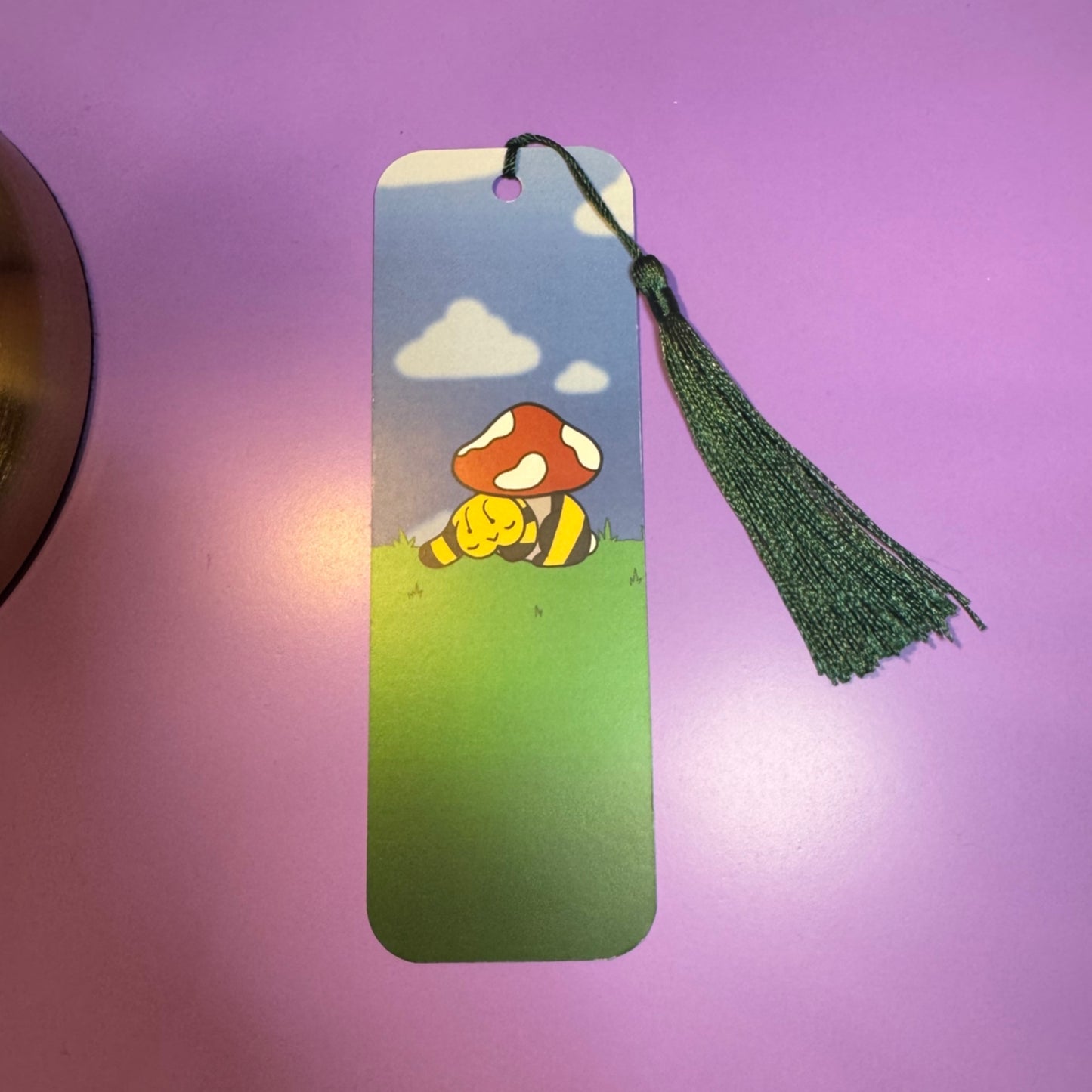 Bookmark with cartoon character on a purple background