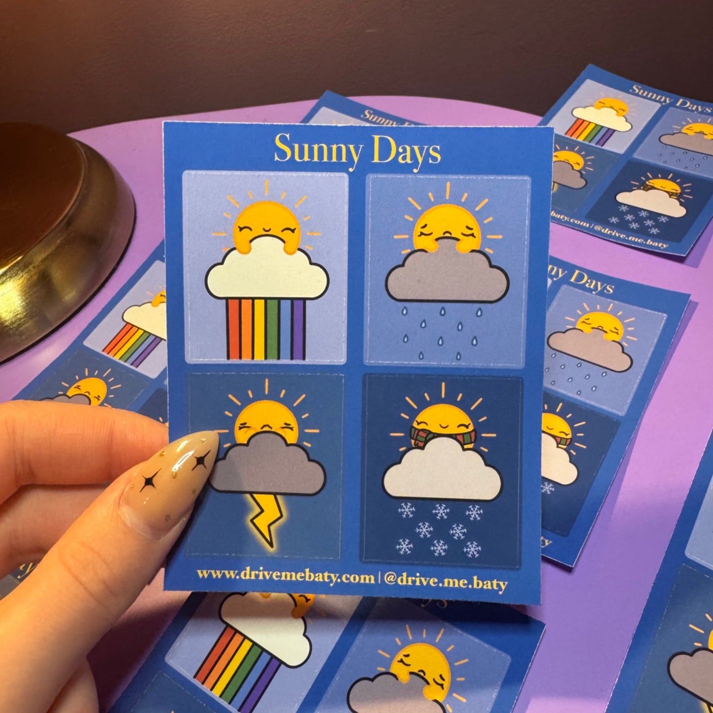 Sunny Days small matt vinyl sticker sheet