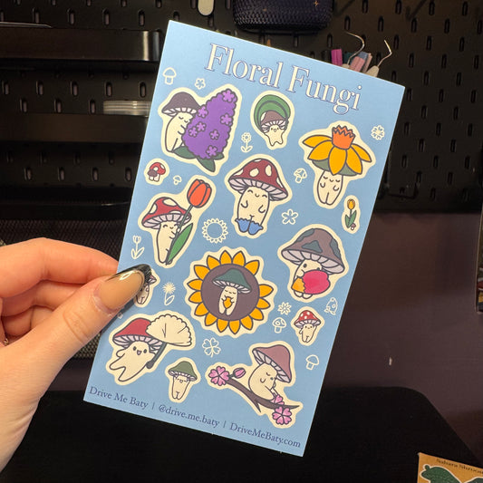 Floral Fungi Matt vinyl sticker sheet